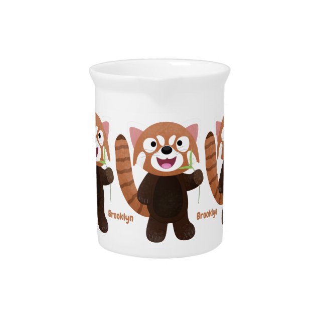 Cute red panda cartoon illustration beverage pitcher (Front)