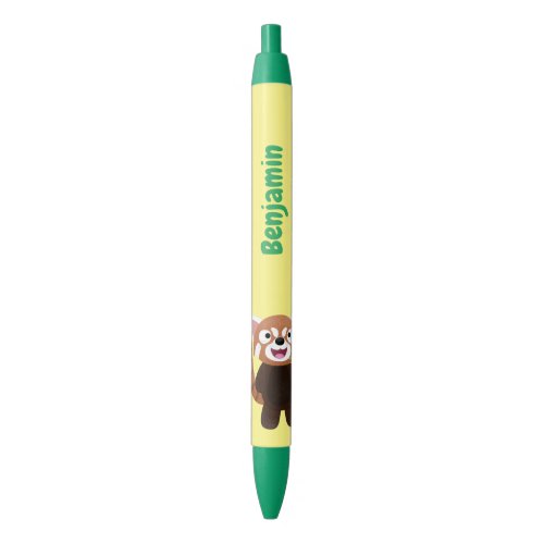 Cute red panda cartoon illustration black ink pen