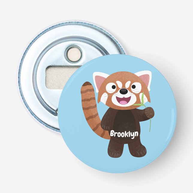Cute red panda cartoon illustration bottle opener (Front)