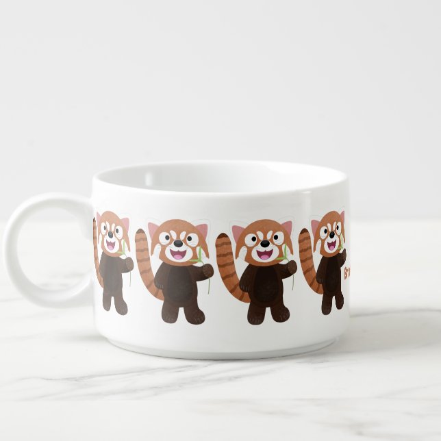 Cute red panda cartoon illustration bowl (Right)