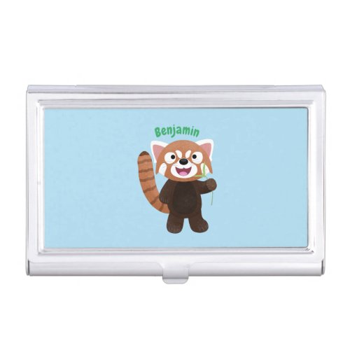 Cute red panda cartoon illustration business card case