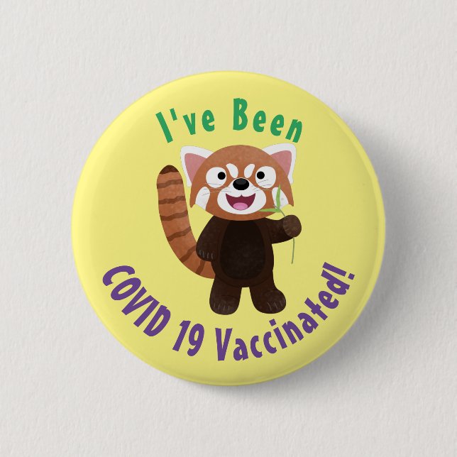 Cute red panda cartoon illustration button (Front)