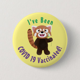Cute red panda cartoon illustration button