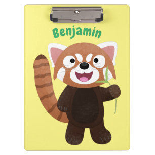 Cute red panda cartoon illustration clipboard