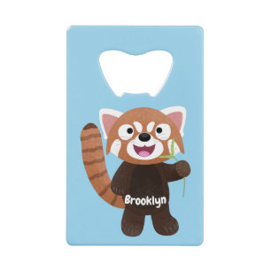 Cute red panda cartoon illustration credit card bottle opener