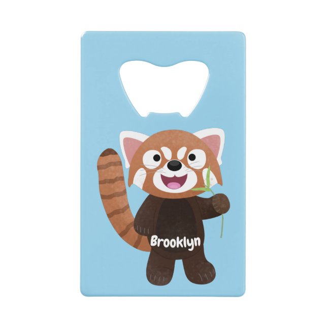 Cute red panda cartoon illustration credit card bottle opener (Front)
