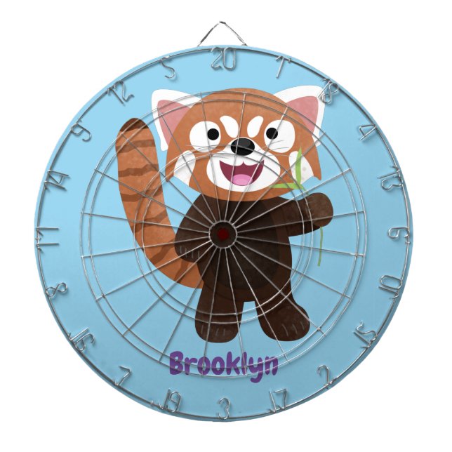 Cute red panda cartoon illustration dart board (Front)