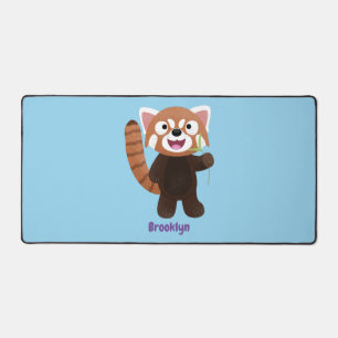 Cute red panda cartoon illustration desk mat