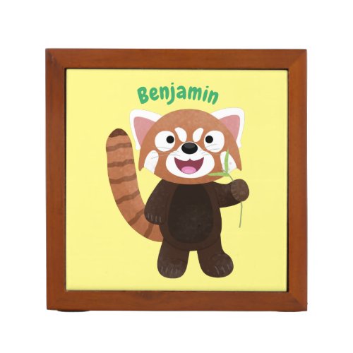 Cute red panda cartoon illustration desk organizer