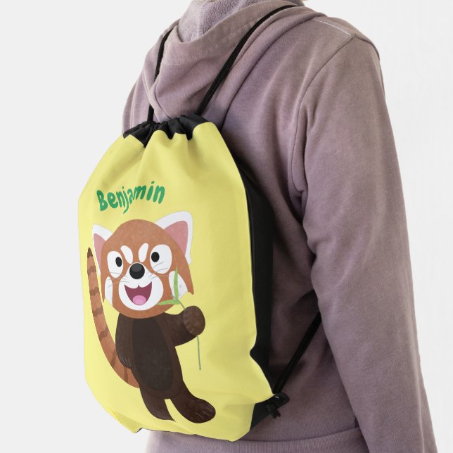 Cute red panda cartoon illustration drawstring bag (Insitu)
