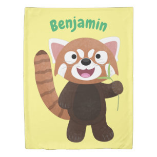 Cute red panda cartoon illustration duvet cover