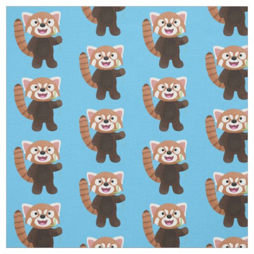 Cute red panda cartoon illustration fabric