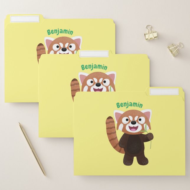 Cute red panda cartoon illustration file folder (Set)