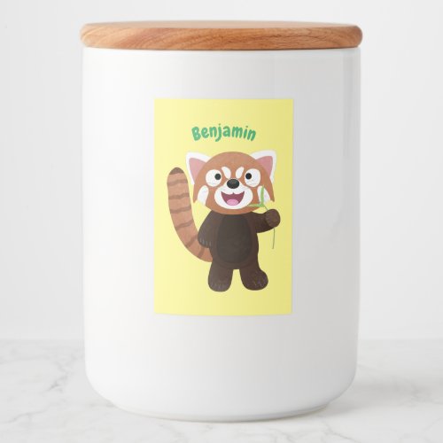 Cute red panda cartoon illustration food label