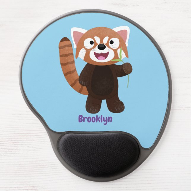 Cute red panda cartoon illustration gel mouse pad (Front)