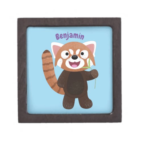 Cute red panda cartoon illustration gift box