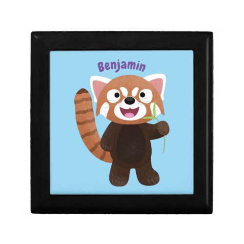 Cute red panda cartoon illustration gift box