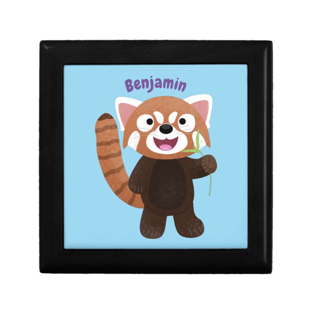 Cute red panda cartoon illustration gift box (Front)