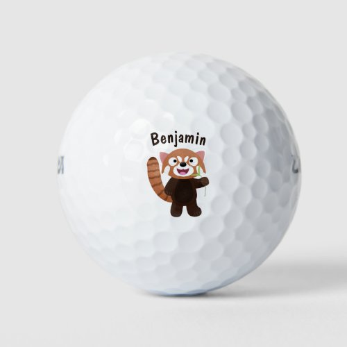 Cute red panda cartoon illustration golf balls