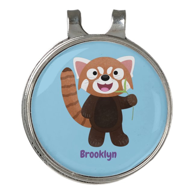 Cute red panda cartoon illustration golf hat clip (Front)