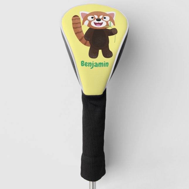 Cute red panda cartoon illustration golf head cover (Front)