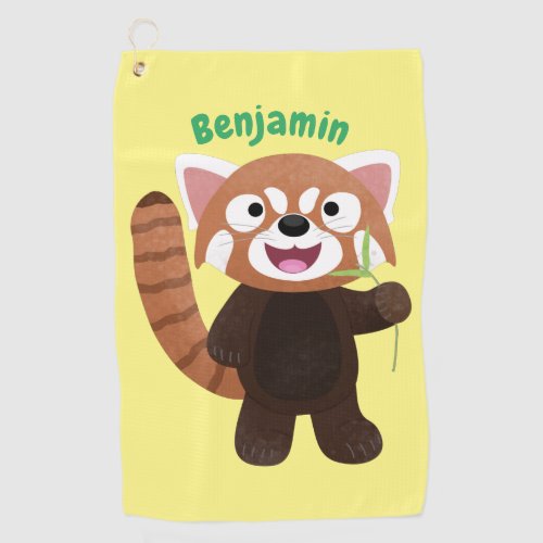 Cute red panda cartoon illustration  golf towel
