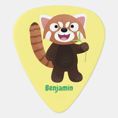 Cute red panda cartoon illustration guitar pick