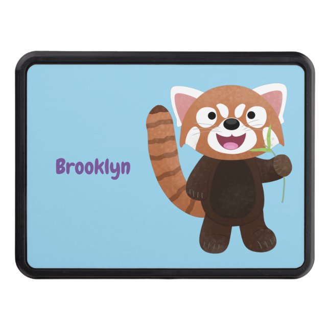 Cute red panda cartoon illustration hitch cover (Front)