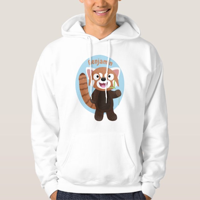 Cute red panda cartoon illustration hoodie (Front)