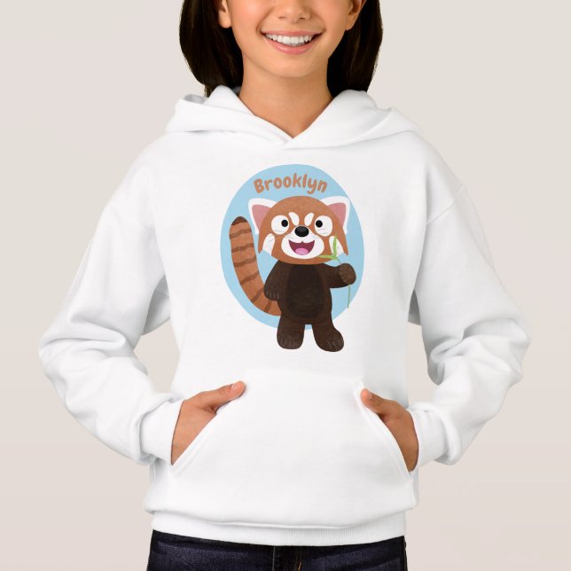 Cute red panda cartoon illustration hoodie (Front)
