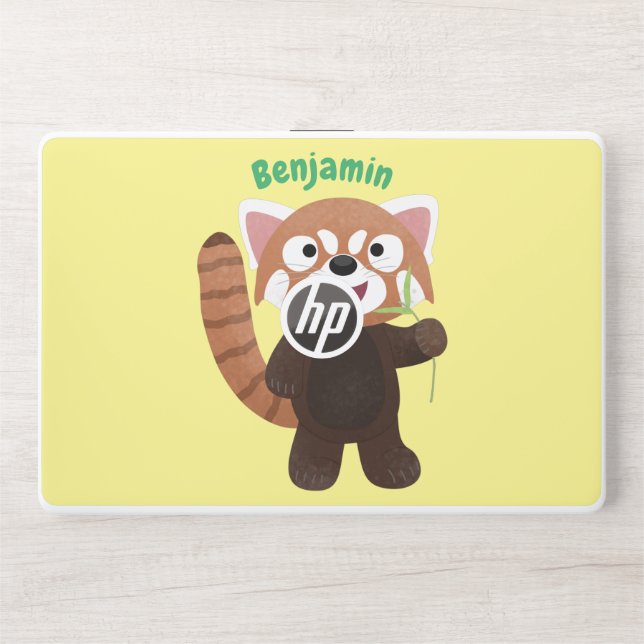 Cute red panda cartoon illustration HP laptop skin (Front)