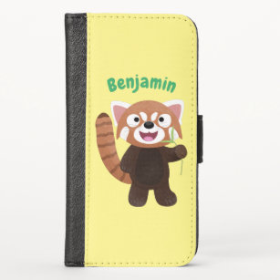 Cute red panda cartoon illustration iPhone x wallet case