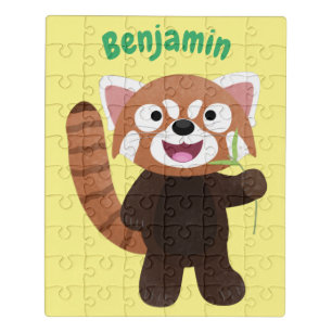 Cute red panda cartoon illustration jigsaw puzzle