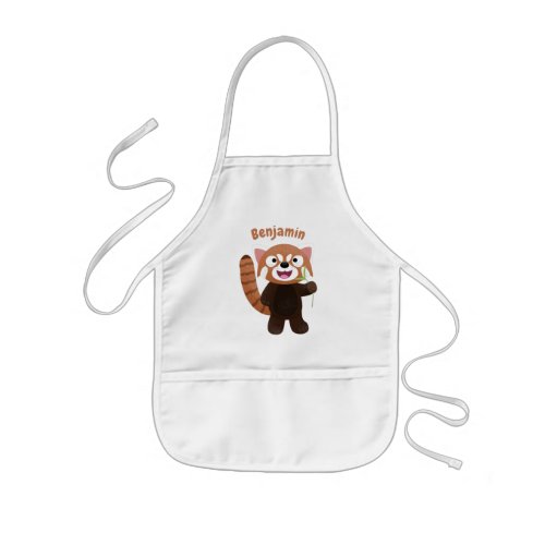 Cute red panda cartoon illustration kids apron