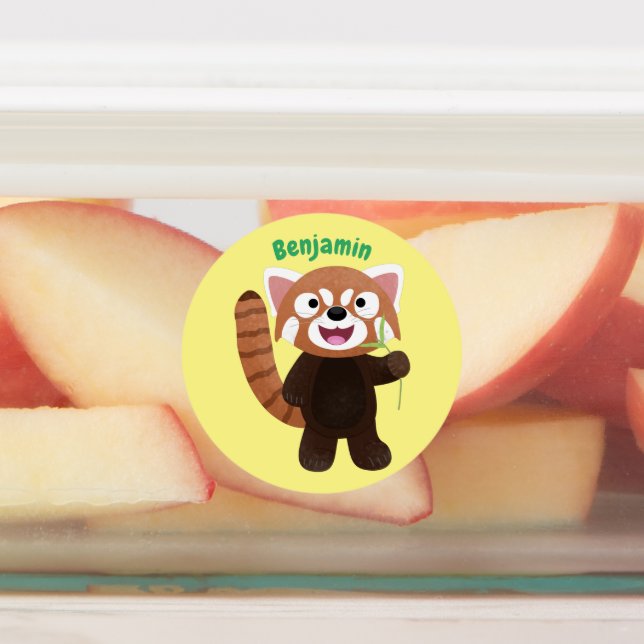 Cute red panda cartoon illustration labels (Affixed)