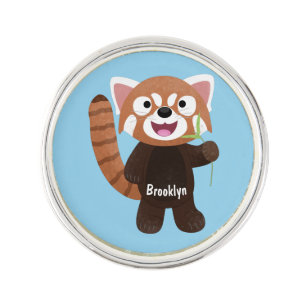 Cute red panda cartoon illustration lapel pin