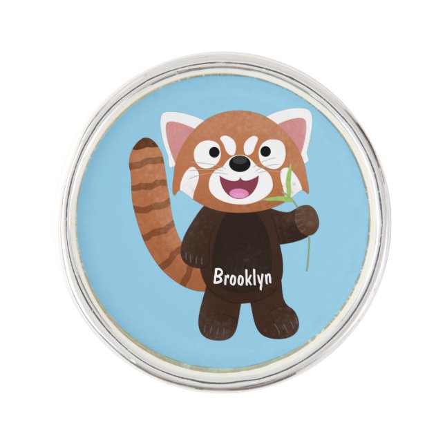 Cute red panda cartoon illustration lapel pin (Front)