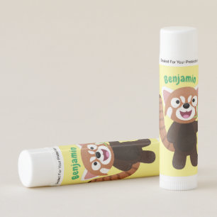 Cute red panda cartoon illustration lip balm