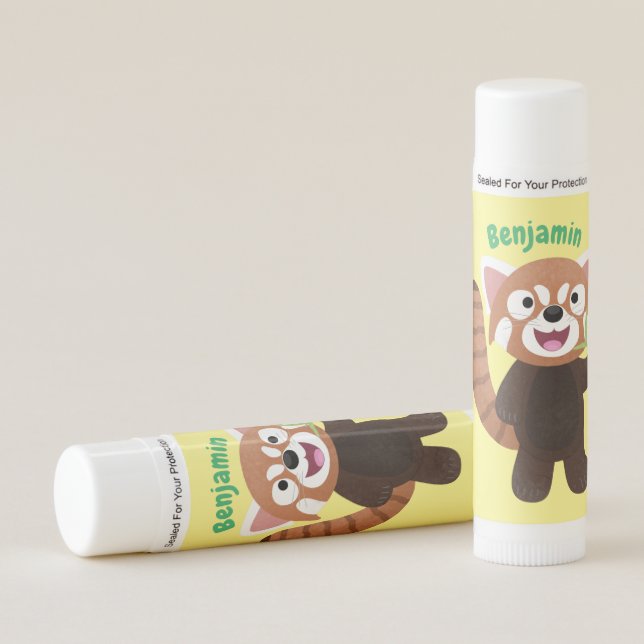 Cute red panda cartoon illustration lip balm (Front)