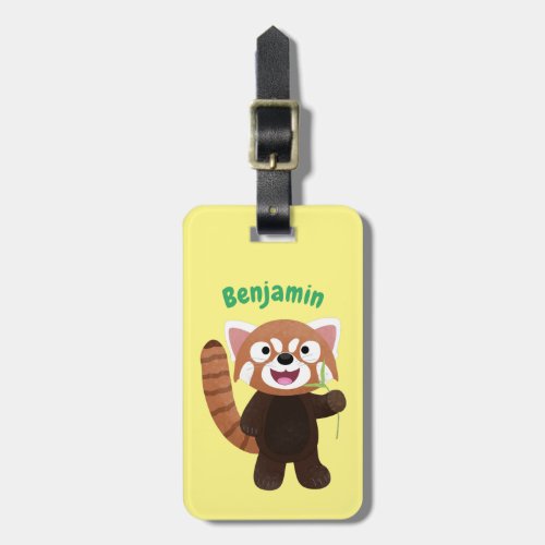 Cute red panda cartoon illustration luggage tag