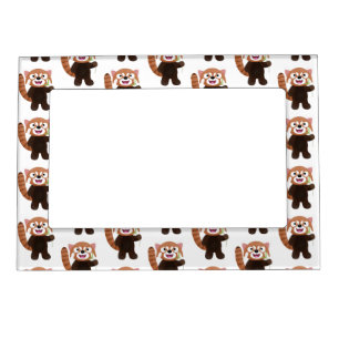 Cute red panda cartoon illustration magnetic frame