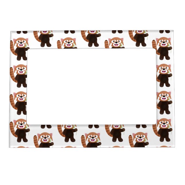 Cute red panda cartoon illustration magnetic frame (Front)