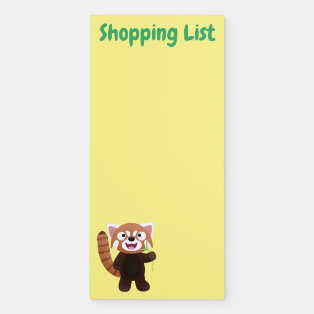 Cute red panda cartoon illustration magnetic notepad (Front)