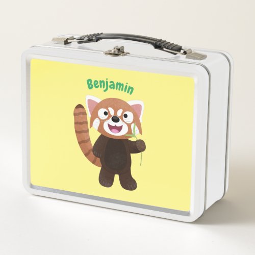Cute red panda cartoon illustration metal lunch box