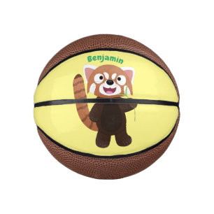 Cute red panda cartoon illustration mini basketball