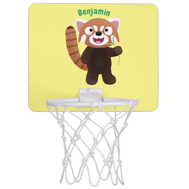 Cute red panda cartoon illustration mini basketball hoop (Front)