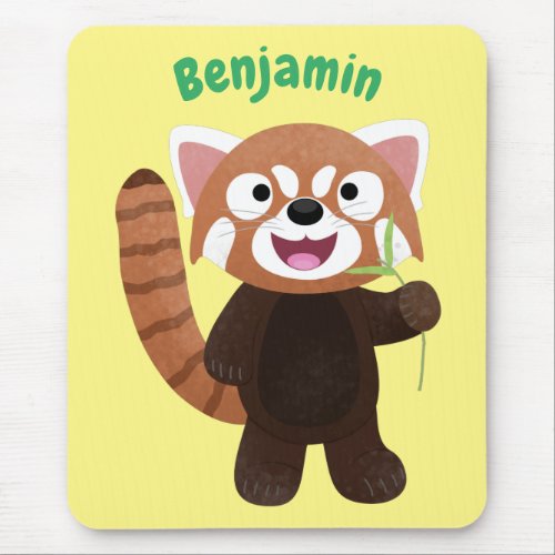 Cute red panda cartoon illustration mouse pad