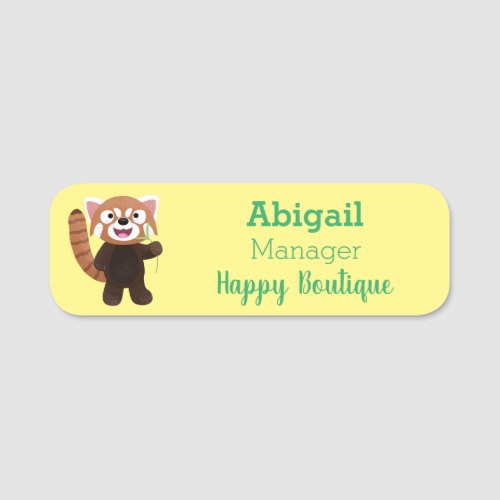 Cute red panda cartoon illustration name tag