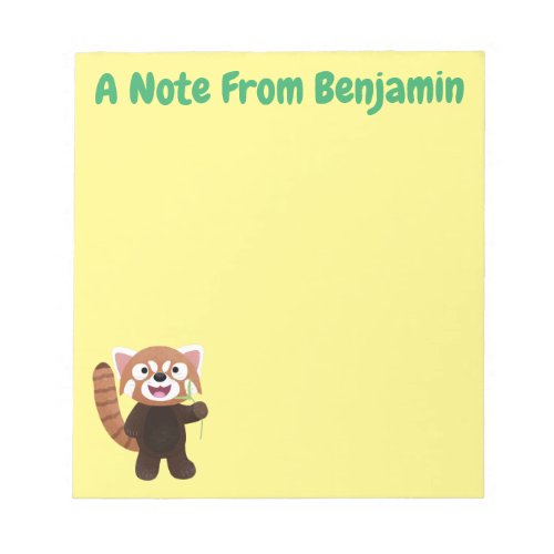 Cute red panda cartoon illustration notepad