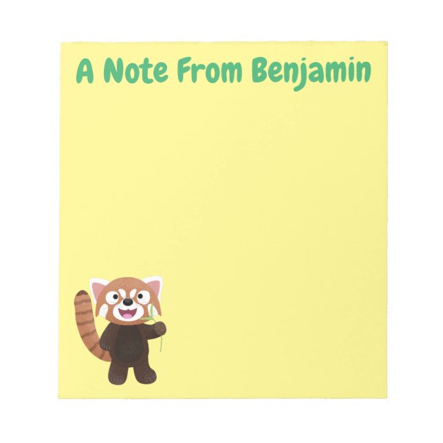 Cute red panda cartoon illustration notepad (Front)